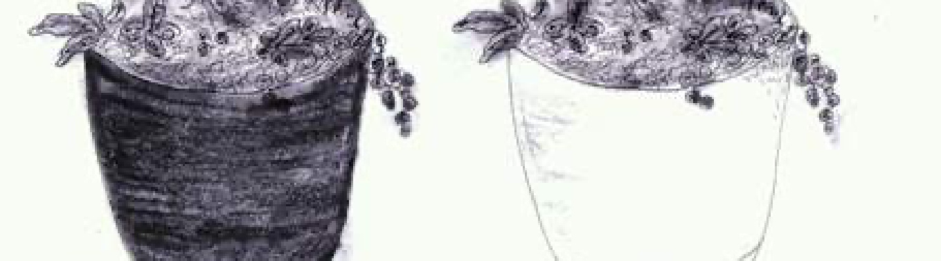 Zeichnung von einem hellen und dunklem Blumentopf
