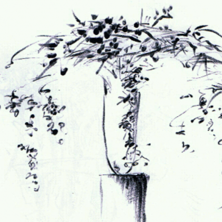 Skizze von üppigen Blumenstrauß
